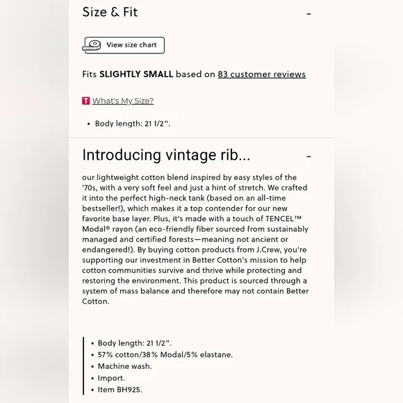 NWT J. Crew New favorite tank top in vintage rib, size small - Picture 7 of 9